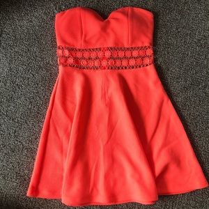 Coral strapless dress